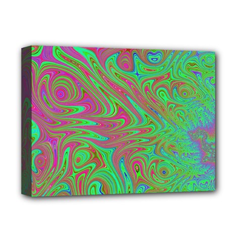 Fractal Art Neon Green Pink Deluxe Canvas 16  X 12  (stretched)  by Pakrebo