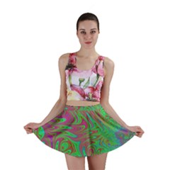 Fractal Art Neon Green Pink Mini Skirt