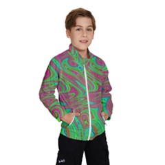 Fractal Art Neon Green Pink Windbreaker (kids) by Pakrebo