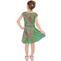 Fractal Art Neon Green Pink Kids  Short Sleeve Dress View2