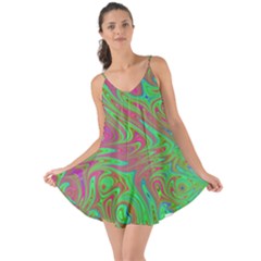 Fractal Art Neon Green Pink Love The Sun Cover Up by Pakrebo