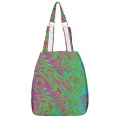 Fractal Art Neon Green Pink Center Zip Backpack by Pakrebo