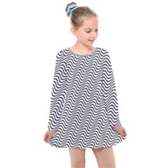 Wave Wave Lines Diagonal Seamless Kids  Long Sleeve Dress by Pakrebo