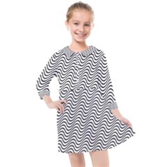 Wave Wave Lines Diagonal Seamless Kids  Quarter Sleeve Shirt Dress by Pakrebo