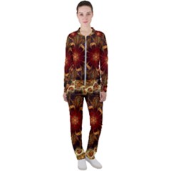 Dawn Day Fractal Sunny Gold Red Casual Jacket And Pants Set