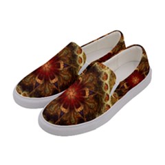 Dawn Day Fractal Sunny Gold Red Women s Canvas Slip Ons by Pakrebo