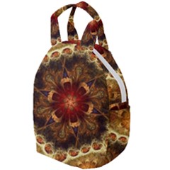 Dawn Day Fractal Sunny Gold Red Travel Backpacks by Pakrebo