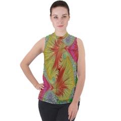 Fractal Artwork Fractal Artwork Mock Neck Chiffon Sleeveless Top by Pakrebo