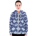 Textile Texture Fabric Zigzag Blue Women s Zipper Hoodie View1