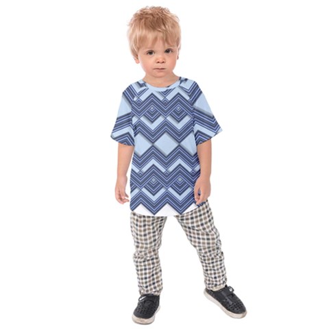 Textile Texture Fabric Zigzag Blue Kids  Raglan Tee by Pakrebo