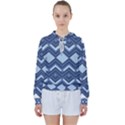 Textile Texture Fabric Zigzag Blue Women s Tie Up Sweat View1