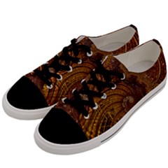 Copper Caramel Swirls Abstract Art Men s Low Top Canvas Sneakers by Pakrebo