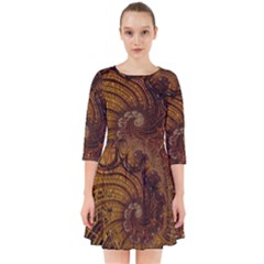 Copper Caramel Swirls Abstract Art Smock Dress