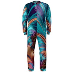 Feather Fractal Artistic Design Onepiece Jumpsuit (men)  by Pakrebo