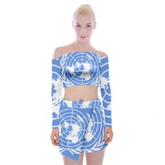 Square Flag Of United Nations Off Shoulder Top With Mini Skirt Set