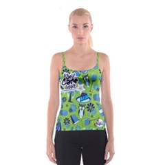 Self Care Goals (green Pattern) Spaghetti Strap Top by TransfiguringAdoptionStore