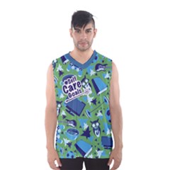 Self Care Goals (Green Pattern) Men s Basketball Tank Top