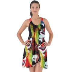 crazy halloween horror clown pattern Show Some Back Chiffon Dress