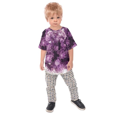 Amethyst Purple Violet Geode Slice Kids  Raglan Tee by genx