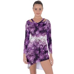 Amethyst Purple Violet Geode Slice Asymmetric Cut-out Shift Dress by genx