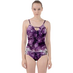 Amethyst Purple Violet Geode Slice Cut Out Top Tankini Set by genx
