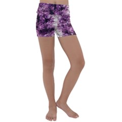 Amethyst Purple Violet Geode Slice Kids  Lightweight Velour Yoga Shorts by genx