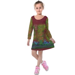 Trees Kids  Long Sleeve Velvet Dress by PurpleDuckyDesigns