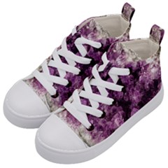 Amethyst Purple Violet Geode Slice Kids  Mid-top Canvas Sneakers by genx