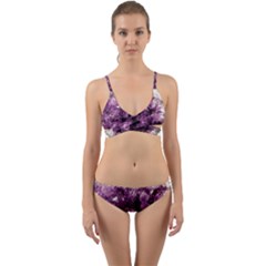 Amethyst Purple Violet Geode Slice Wrap Around Bikini Set by genx