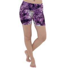 Amethyst Purple Violet Geode Slice Lightweight Velour Yoga Shorts by genx