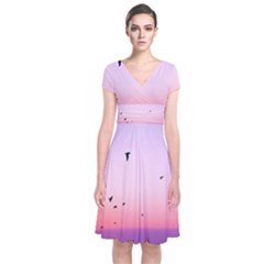 My Flock - Pastel Short Sleeve Front Wrap Dress by WensdaiAmbrose