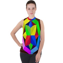 Logo Vector Sign Emblem Mock Neck Chiffon Sleeveless Top by Pakrebo