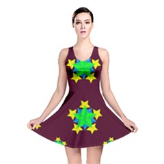 Pattern Star Vector Multi Color Reversible Skater Dress by Pakrebo