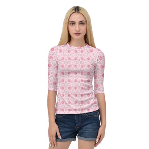 Traditional Patterns Pink Octagon Quarter Sleeve Raglan Tee by Pakrebo