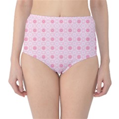 Traditional Patterns Pink Octagon Classic High-waist Bikini Bottoms by Pakrebo