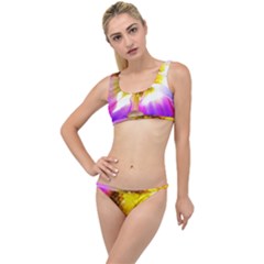 Purple, Pink And White Dahlia With A Bright Yellow Center The Little Details Bikini Set by myrubiogarden