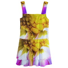 Purple, Pink And White Dahlia With A Bright Yellow Center Kids  Layered Skirt Swimsuit by myrubiogarden