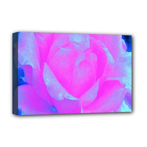 Beautiful Pastel Pink Rose With Blue Background Deluxe Canvas 18  X 12  (stretched) by myrubiogarden