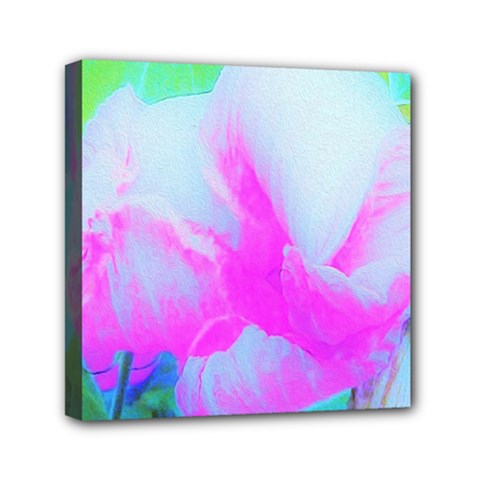 Abstract Pink Hibiscus Bloom With Flower Power Mini Canvas 6  X 6  (stretched) by myrubiogarden