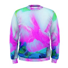 Abstract Pink Hibiscus Bloom With Flower Power Men s Sweatshirt by myrubiogarden