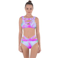 Abstract Pink Hibiscus Bloom With Flower Power Bandaged Up Bikini Set  by myrubiogarden