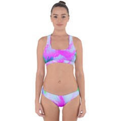 Abstract Pink Hibiscus Bloom With Flower Power Cross Back Hipster Bikini Set by myrubiogarden