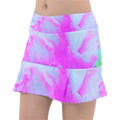 Abstract Pink Hibiscus Bloom With Flower Power Tennis Skirt by myrubiogarden