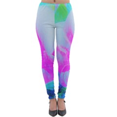 Abstract Pink Hibiscus Bloom With Flower Power Lightweight Velour Leggings by myrubiogarden