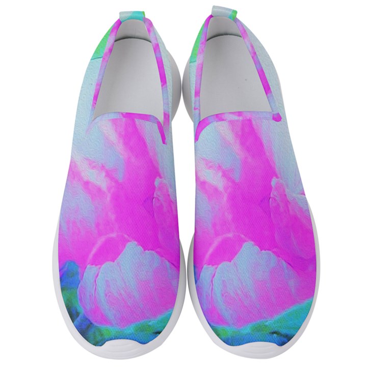 Abstract Pink Hibiscus Bloom With Flower Power Men s Slip On Sneakers