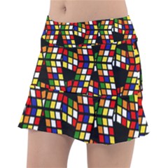 Graphic Pattern Rubiks Cube Cube Tennis Skirt by Pakrebo
