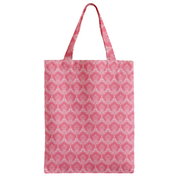 Damask Floral Design Seamless Zipper Classic Tote Bag