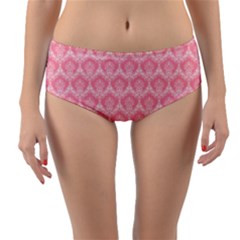 Damask Floral Design Seamless Reversible Mid-waist Bikini Bottoms