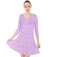 A Hexagonal Pattern Quarter Sleeve Front Wrap Dress by Pakrebo