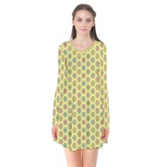 A Hexagonal Pattern Long Sleeve V-neck Flare Dress by Pakrebo